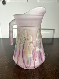 Vintage Rueven Art Nouveau Style Glass Pitcher