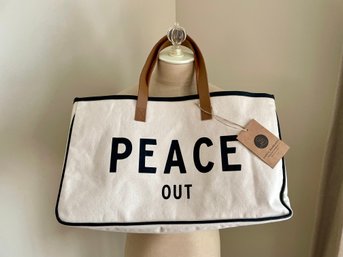 Peace Out Canvas Tote By Santa Barbara Design Studio - New With Tags