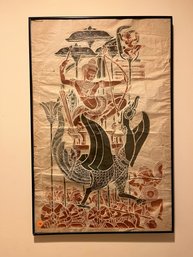 A Vintage Indonesian Framed Temple Rubbing