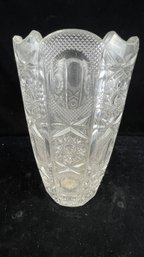 Vintage Crystal Vase With Star Design