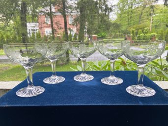 Five Vintage Crystal Etched 'Grape' Champagne Coupes