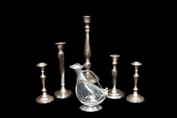 Pierre Deux Wine Decanter And 5 Classic Candlesticks