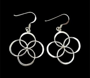 Sterling Silver Open Circles Linked Dangle Earrings