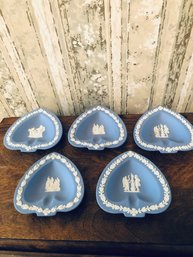 Wedgwood Blue Jasperware Set Of Trinket Dishes