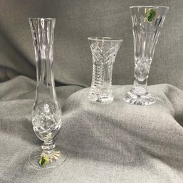 Three Brand New WATERFORD CRYSTAL Vases - Happy Birthday Vase - Archive  Vase & Classic Spill Vase - WOW !