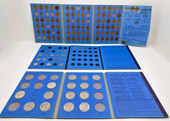 3 Coin Collection Booklets: John F. Kennedy Half Dollars, Lincoln Pennies & Dimes