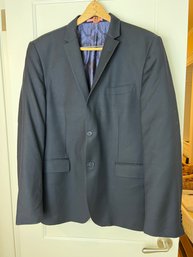Sand Italian Wool Dark Blue Men's Suit Jacket Size 56