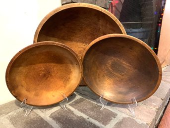 Group Of Vintage Rustic Wood Bowls