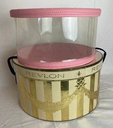 Vintage Revlon Hat Box And Pink And Clear Hat Box