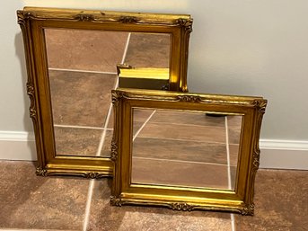 Pair Of Traditional Gilt-Wood Mirrors - Molded Flowers And Foliage