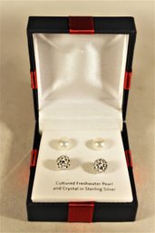 Sterling Silver Pierced Pearl Earrings In Original Box