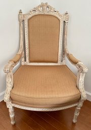 Vintage Carved Rococo Style Upholstered Armchair