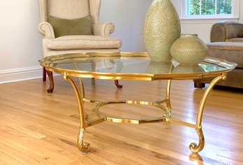 Heavy Brass And Glass Coffee Table