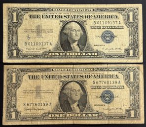 2 $1 Silver Certificates 1957-A, 1957-B