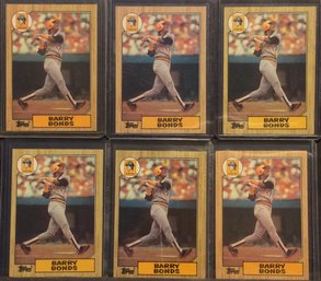 (6) 1987 Topps Barry Bonds Rookie Cards - K