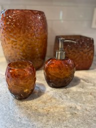 4 Piece  Amber Acrylic Bathroom Set