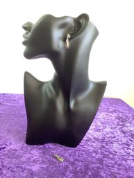 Sterling Drop Earrings With Black Center