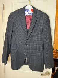 Wool Checked Men's Suit Jacket Size 44