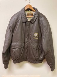North American Hunting Club Life Member Brown Leather Jacket Size Xl