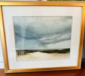 Original Painting Of Clouds Over Beach By Local Artist, Signed