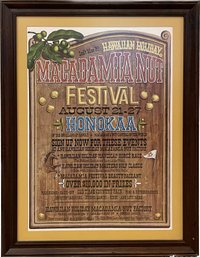 Hawaiian Holiday Macadamia Nut Festival Poster, Framed And Matted