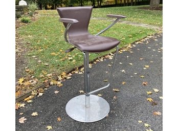 Serico Contemporary Italian Chair - Brown Leather, Adjustable Chrome Chair