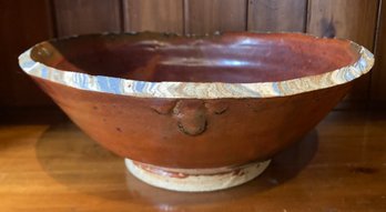 Hand Made Pottery Bowl White Rim