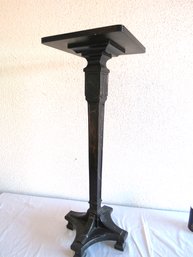 Black Faux Marble Wood Plant Pedestal Stand