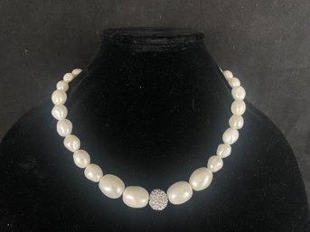 Beautifully Shaped Faux Pearls With Imitation Diamond  Bead Focus At The Center.