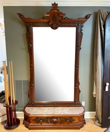 An Edwardian, Early 19th Century Mahogany And Walnut Hall Stand With Marble Base