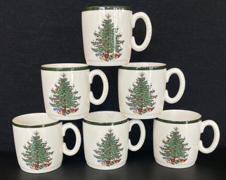 A Vintage CUTHBERTSON Original Christmas Tree Set Of 6 Mugs - Made In England