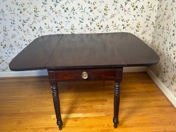 Antique Drop Leaf Dining Table With Spiral Legs