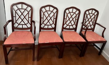 4 Vintage Bernhardt Solid Wood Upholstered Dining Chairs