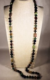 Multi Colored Glass And Metal Beaded Necklace