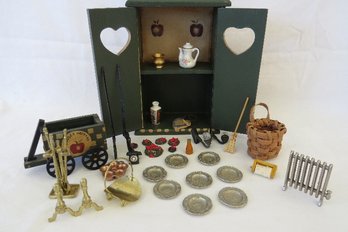 Miniature Doll House Accessories With 2 Door Country Cabinet