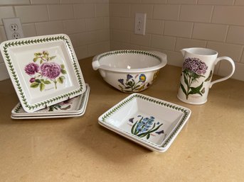 Portmeirion Botanic Garden Gripstand Bowl, 2 Square Bowls, 4 Square Plates And A Pitcher