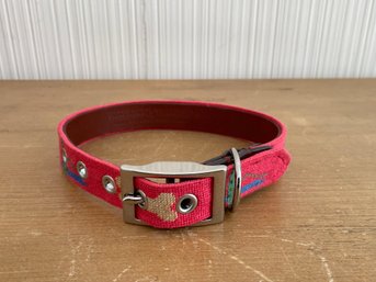 Smithers And Branson Needlepoint Dog Collar Small Medium Red