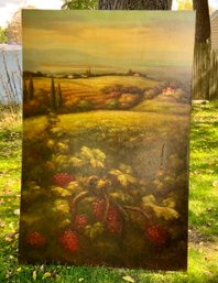 Gorgeous Large Oil Painting On Canvas ~ Signed Schroter ~ Vineyard