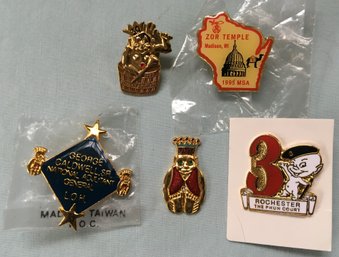 Lot Of 5 Vintage Unusual Masonic Shriner Jester Convention Pins