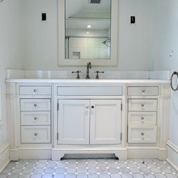 A Custom Marble Top Vanity With Kohler Sink And Waterworks Julia Faucet - Bath 2A