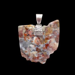 Large Sterling Silver Agate Stone 'Ohio' Pendant