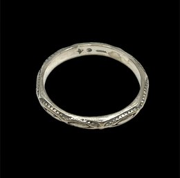 Vintage Sterling Silver Etched Ring Band, Size 10.5