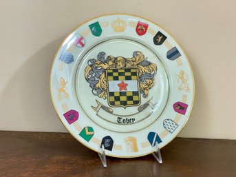 Tobey Coat Of Arms - Heirloom Plate Created Exclusively By Halbert's Inc., 1984