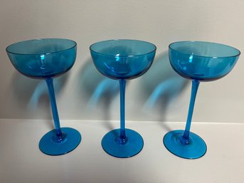 Carlo Moretti Caribbean Blue Champagne Coupe Glasses