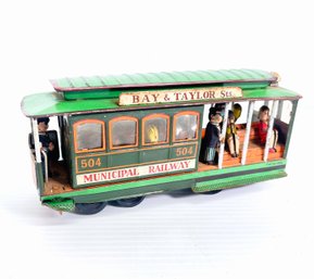 Municipal Railway 504 Tin Friction Trolley- Made In Japan, Powell & Masons Sts. And Bay & Taylor