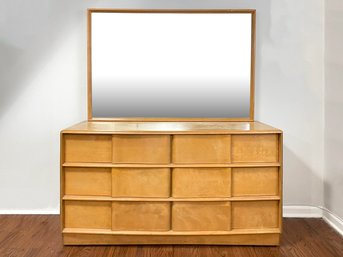 A Mid Century Modern Mirrored Dresser In Northern Yellow Birch By Heywood Wakefield