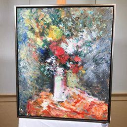 Original James Pascucci Oil On Canvas Painting - Flowers In Vase / Vibrant Tones - SKU: 324