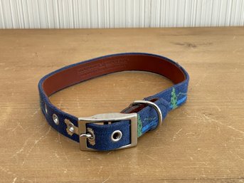 Smithers And Branson Needlepoint Dog Collar Medium Large Blue