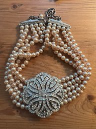 Pearl And Rhinestone Choker