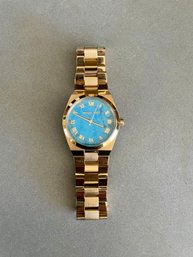 Michael Kors Channing Blue Dial Gold Tone Watch